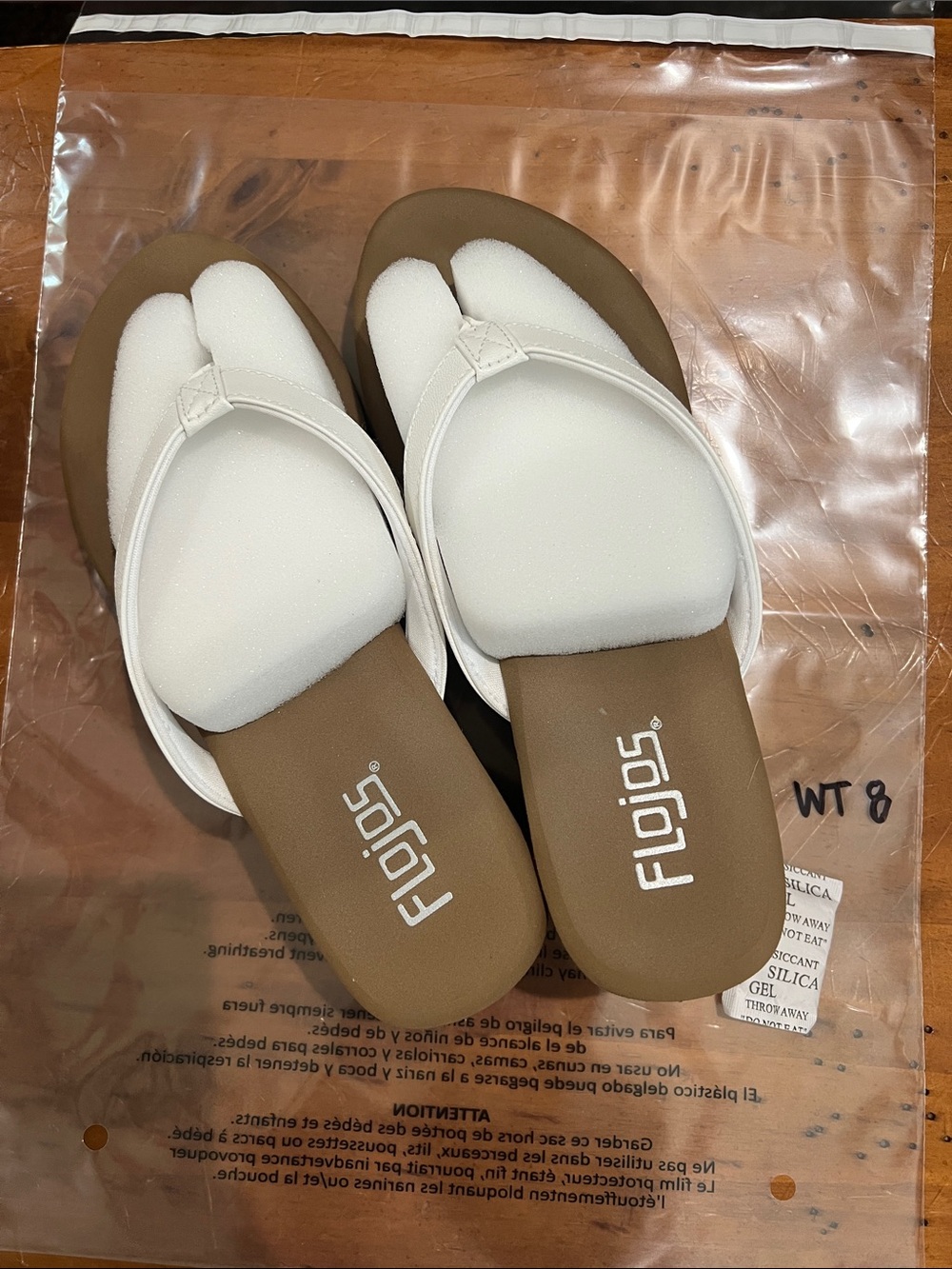 Flojos Olivia White and Brown Wedge Women's Sandals